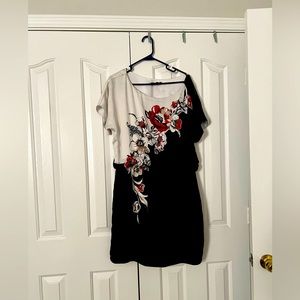 Black and white midi dress